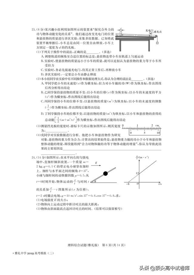 湖南省长沙市雅礼中学2019届高三下学期二模理科综合试题