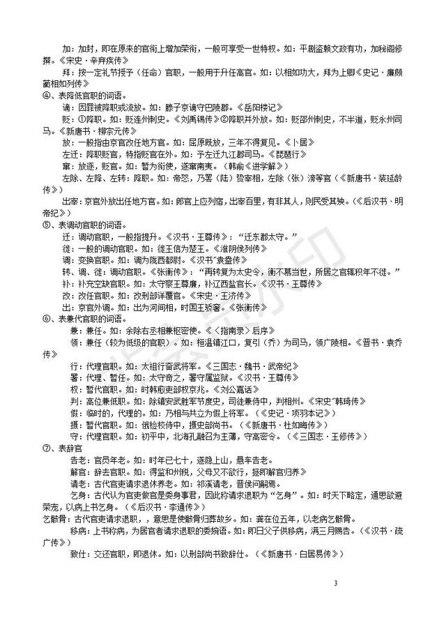 初中语文文言文常用知识分类积累