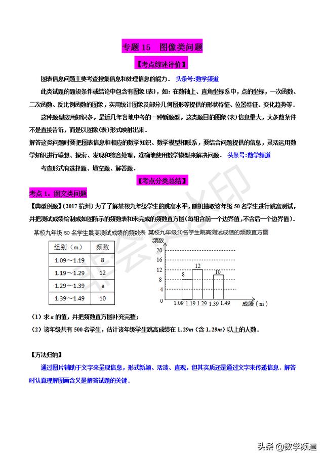 初中数学15个专题-（十五）图像信息类问题