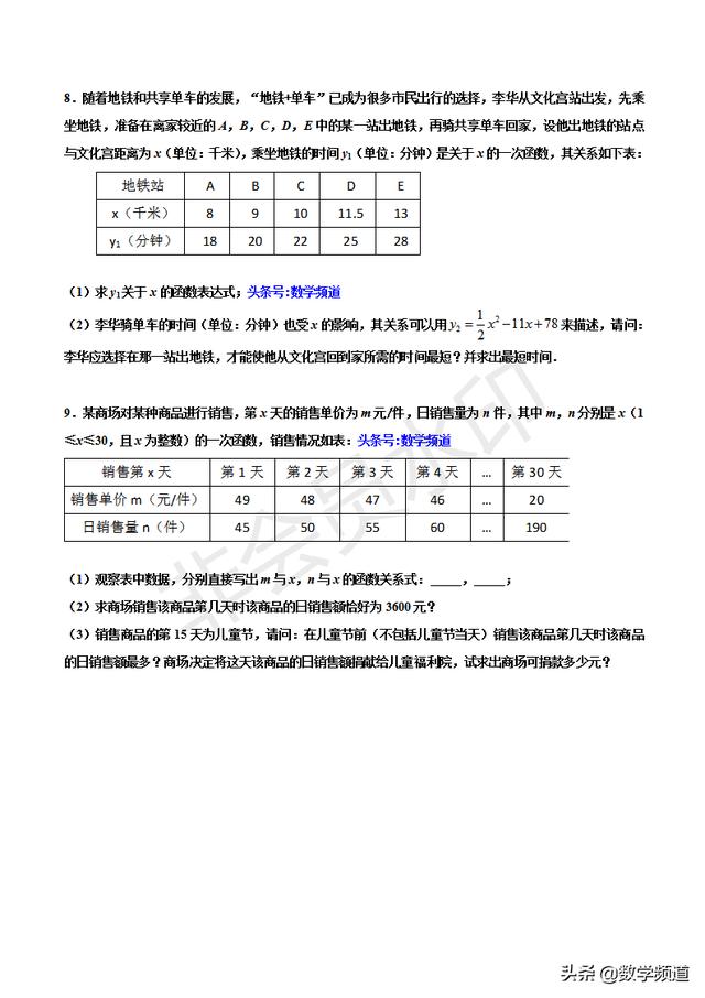 初中数学15个专题-（十五）图像信息类问题