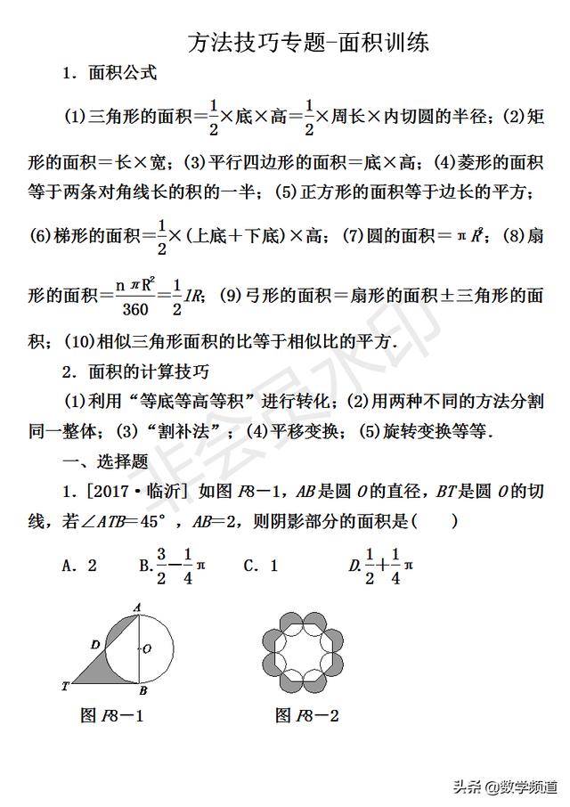 初中数学-八大技巧专题-（八）面积训练