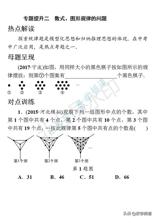 初中数学-中考十二块内容-专题提升-（二）数式、图形规律问题