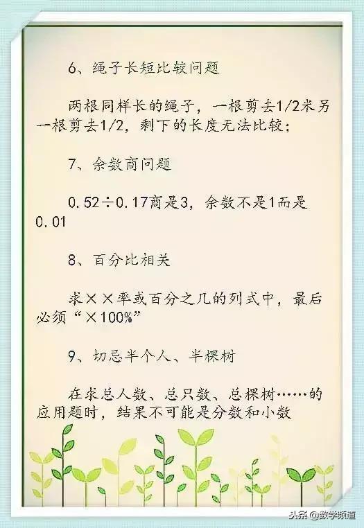 小学最易出错的26个知识点-学会它突破百分不再是难题