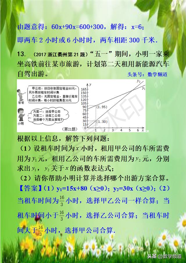 初中数学-黄金知识点-（十六）函数的应用