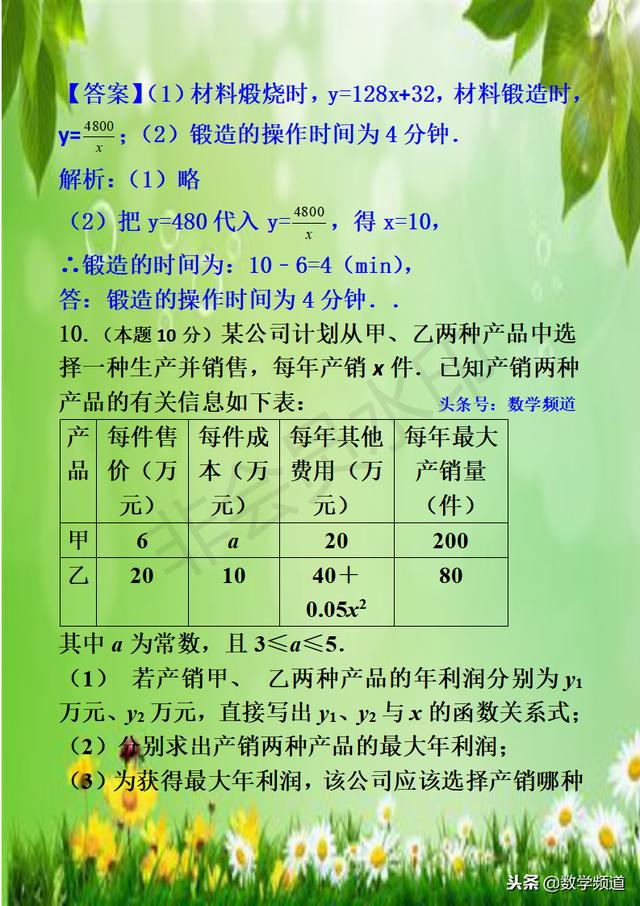 初中数学-黄金知识点-（十六）函数的应用