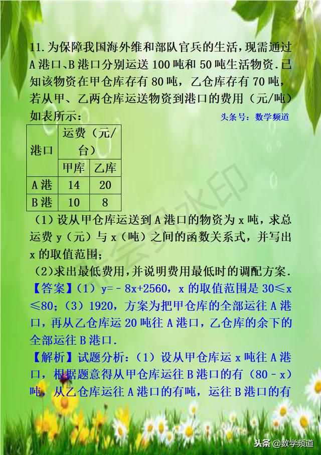 初中数学-黄金知识点-（十六）函数的应用