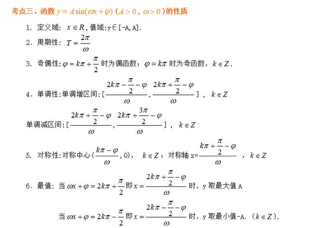 高考知识点精讲（18）：三角函数的性质及其应用