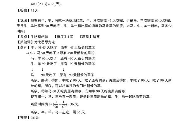 奥数经典考题“牛吃草”，奥数必考应用题！含核心知识和详细答案