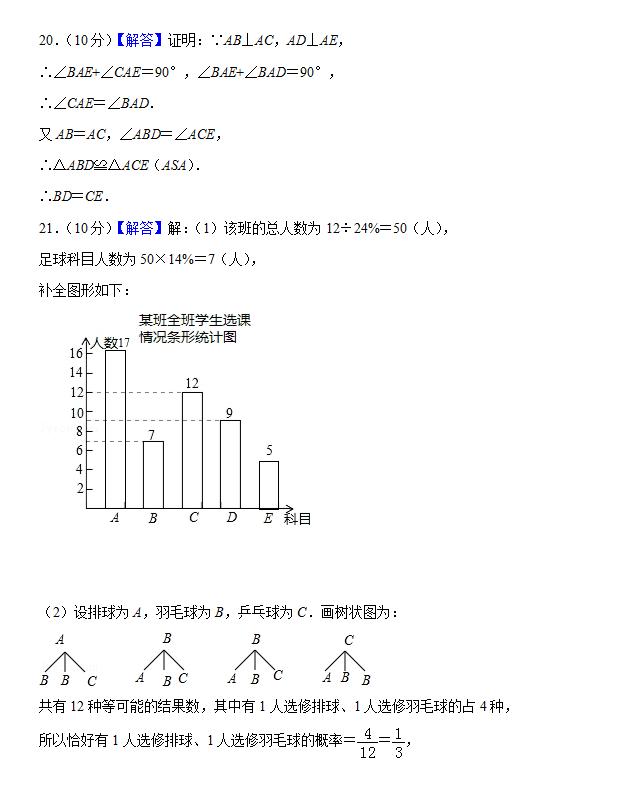 2019年贵州省铜仁市中考数学试卷（含详细解析）