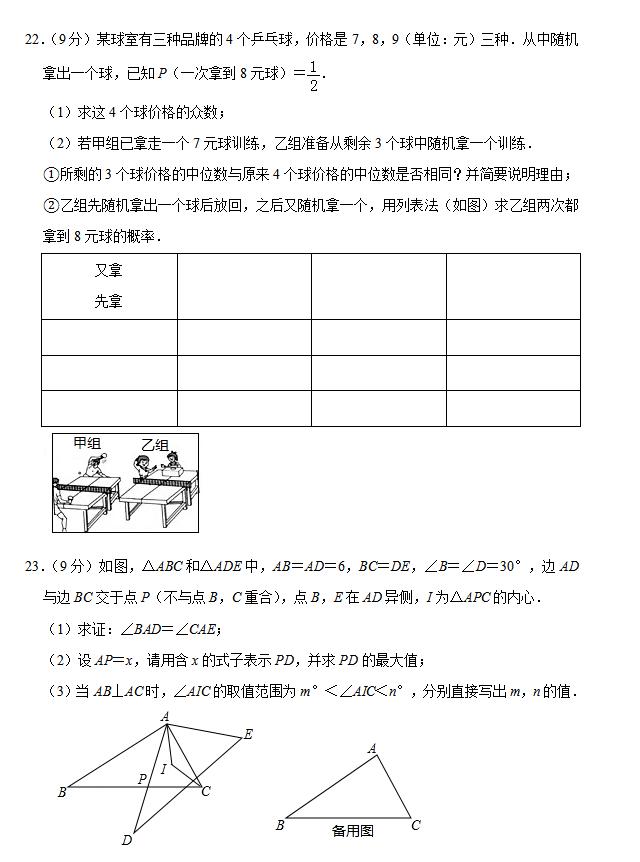 2019年河北省中考数学试卷（含详细解析）