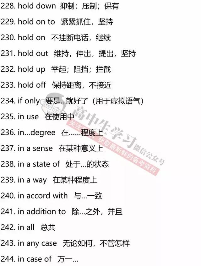 450个高中英语「完型填空」高频词汇词组汇总