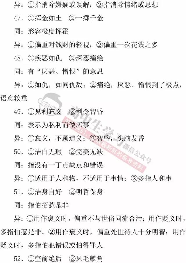 高中语文「必修1-5」常考成语知识清单｜期末应考必备！