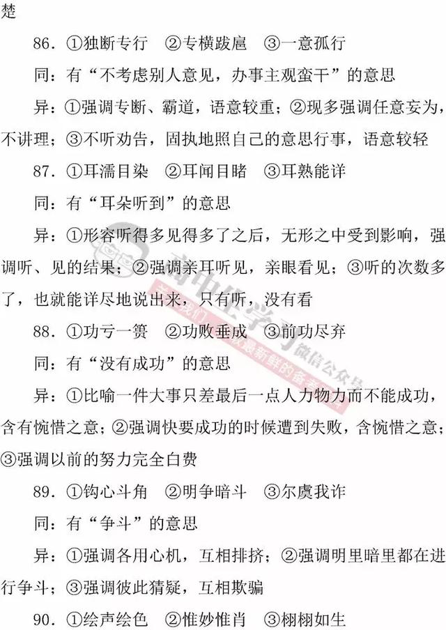 高中语文「必修1-5」常考成语知识清单｜期末应考必备！