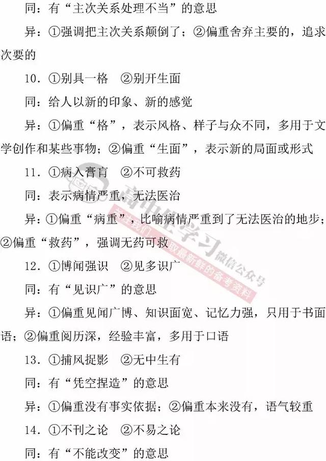 高中语文「必修1-5」常考成语知识清单｜期末应考必备！