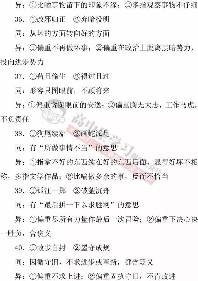 高中语文「必修1-5」常考成语知识清单｜期末应考必备！