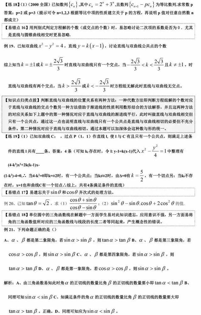 高考数学易错、易混、易忘知识点最全汇总