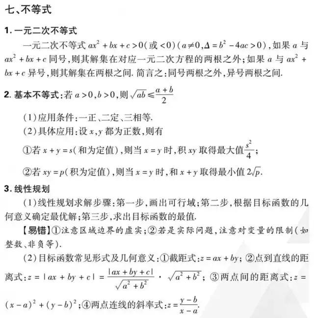 2019高考数学(理/文)重要考点&必考知识考前强化