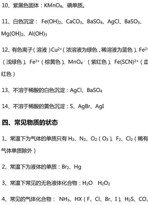 高中无机化学基础知识点大汇总