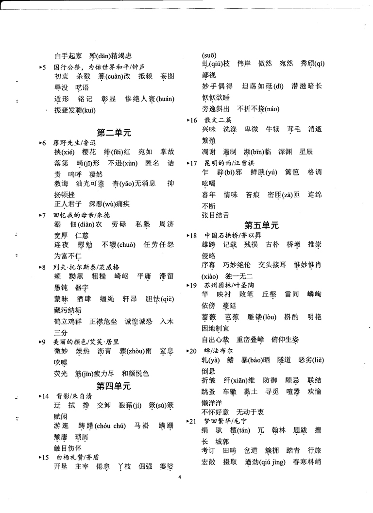初中语文重点随堂笔记总结-六册易错字词梳理