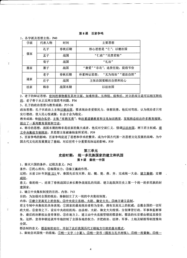 初中历史重点随堂笔记总结-七年级上册