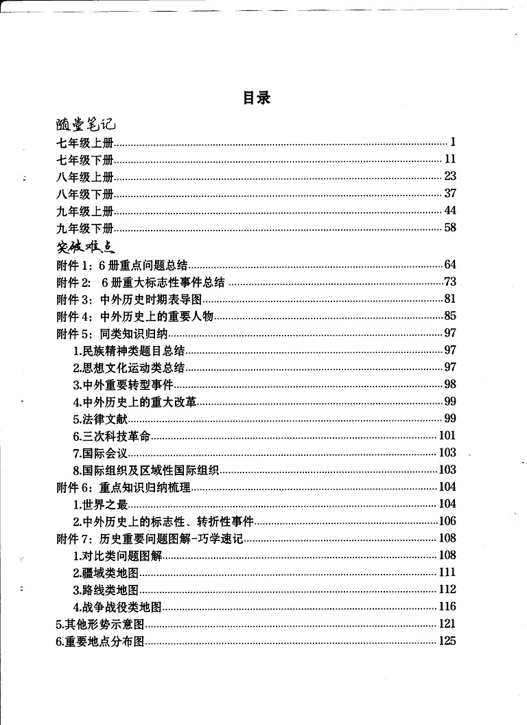 初中历史重点随堂笔记总结-其他形势示意图