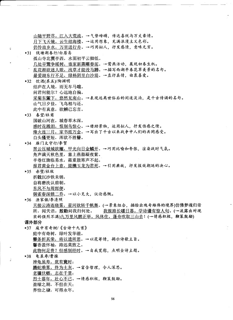 初中语文重点随堂笔记总结-名篇古诗词梳理