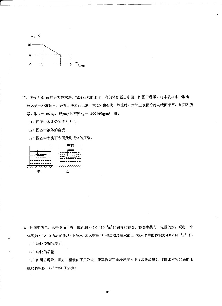 初中物理决胜中考-浮力压强必做25题