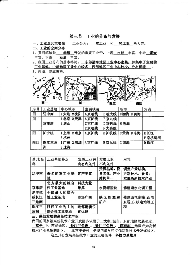 初中地理重点随堂笔记总结-中国的经济发展