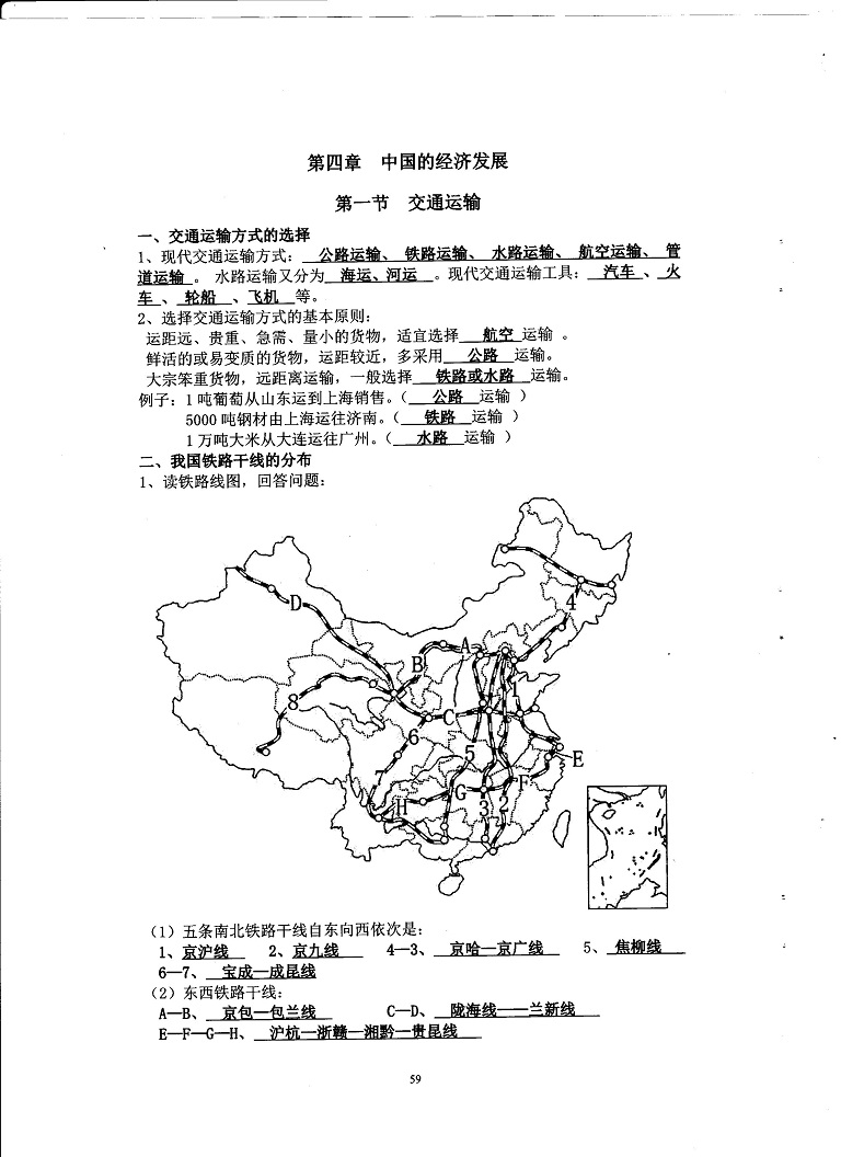 初中地理重点随堂笔记总结-中国的经济发展