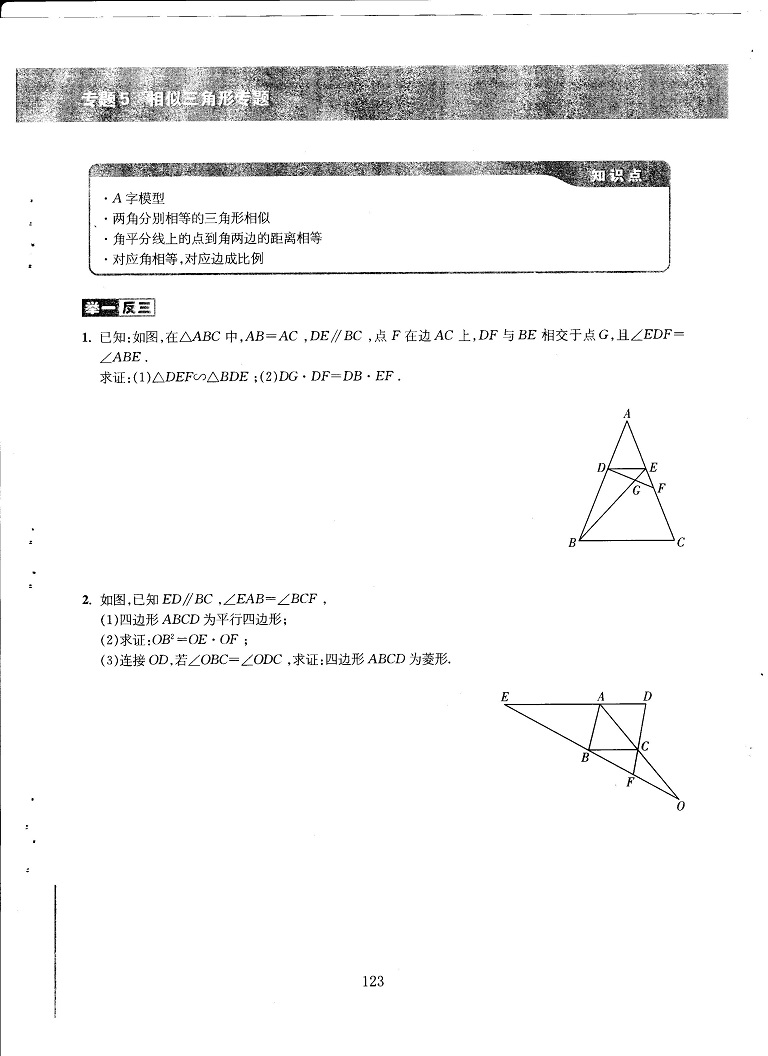 初中数学易错题常考题解题模型-相似三角形专题