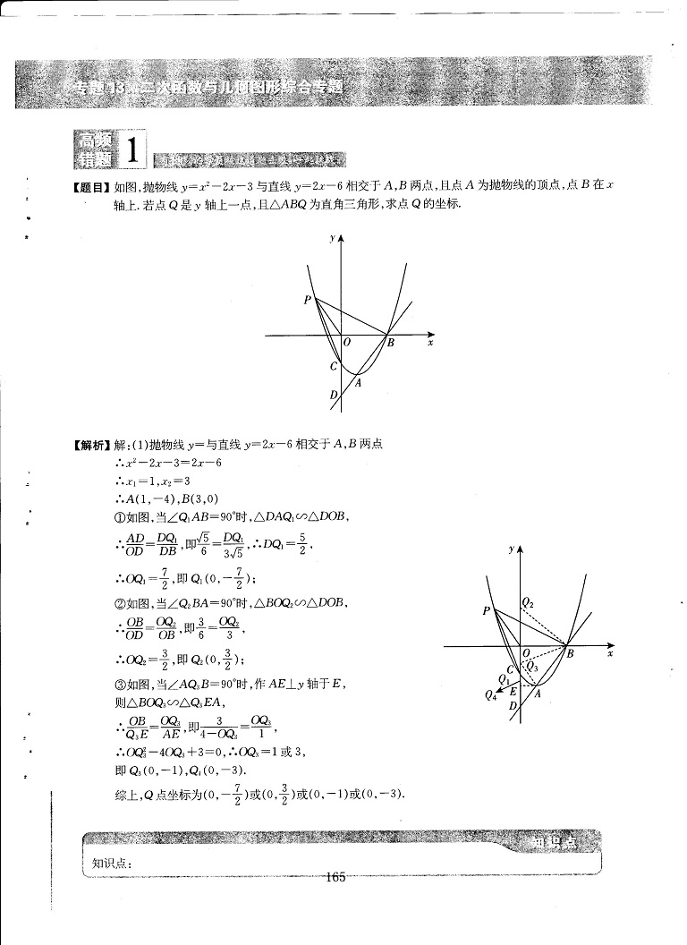 初中数学易错题常考题解题模型-二次函数与几何图形综合专题