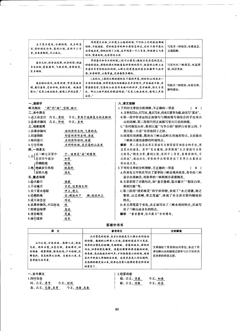 初中语文重点随堂笔记总结-文言文培优笔记（6册全）