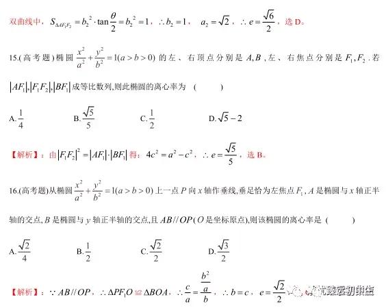 椭圆、双曲线离心率几大类型