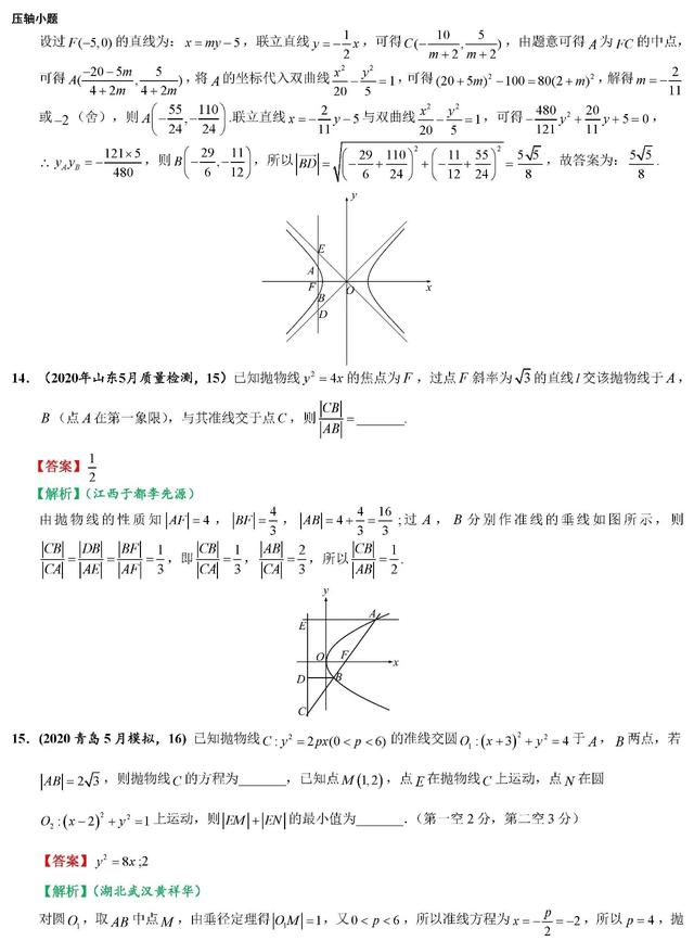 2020高考数学最可能考的100道选填题（二）考前一定要拿下！