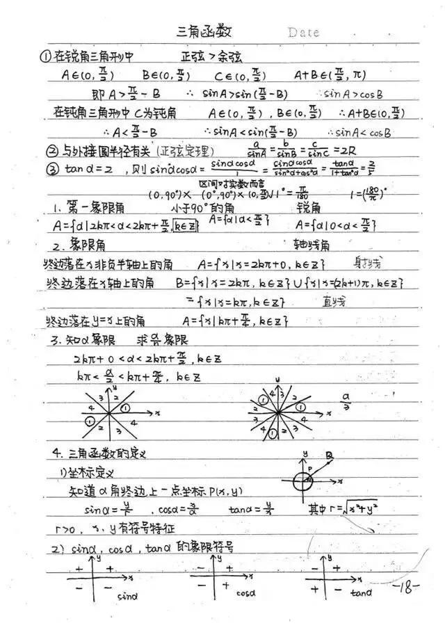 高中数学必修1-5状元手写超清笔记，错过再无！