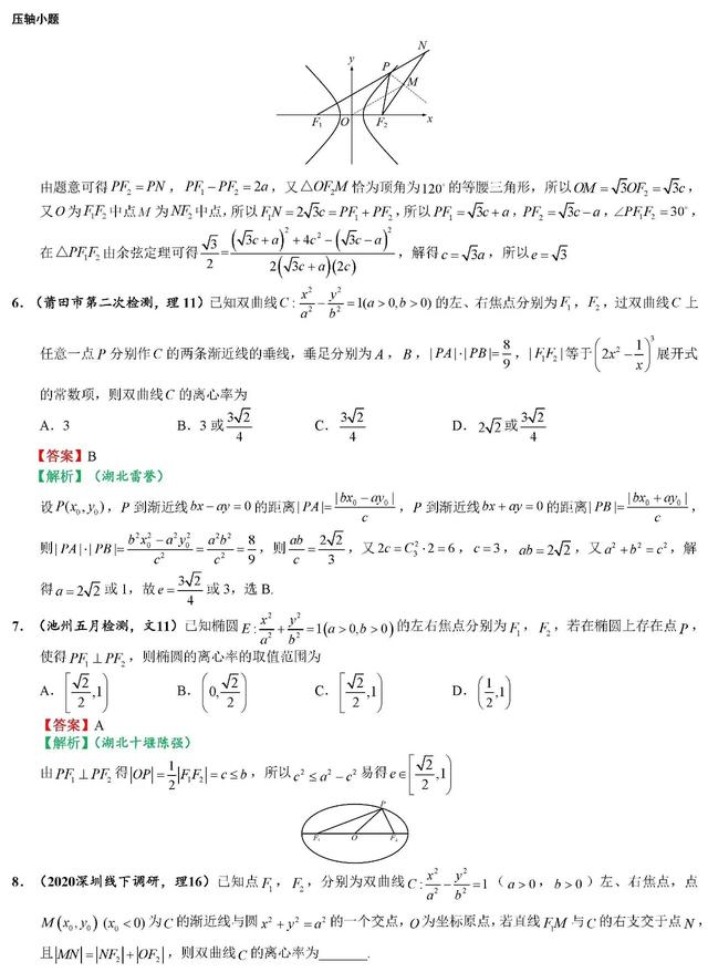 2020高考数学最可能考的100道选填题（二）考前一定要拿下！