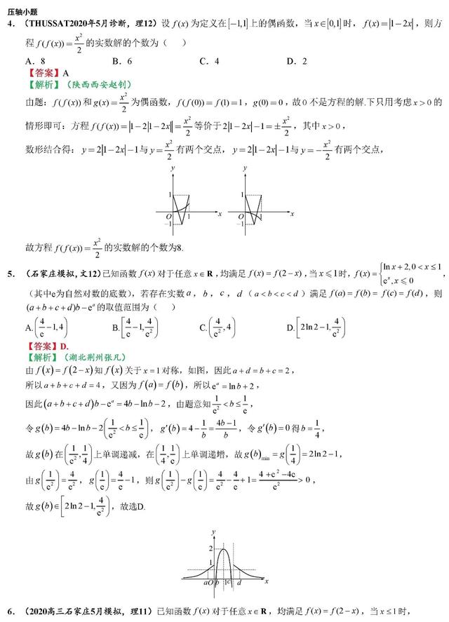 2020高考数学最可能考的100道选填题（二）考前一定要拿下！