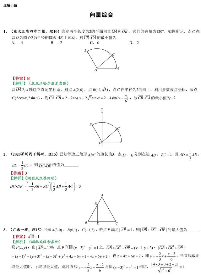 2020高考数学最可能考的100道选填题（二）考前一定要拿下！