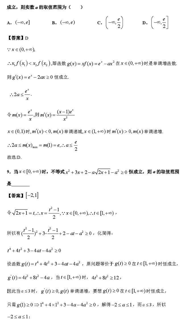 利用导数研究不等式问题