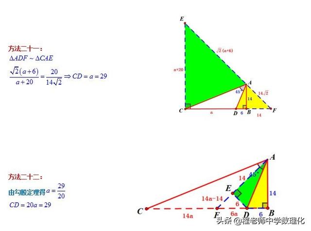 中考数学：一题多解处理一道45度角