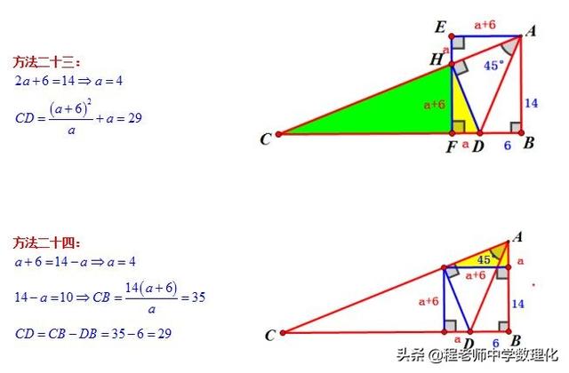 中考数学：一题多解处理一道45度角