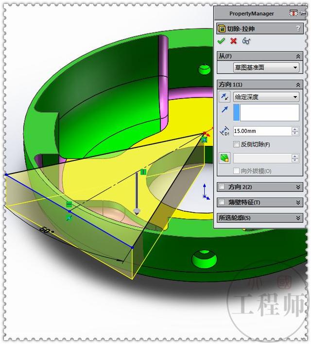 3D建模练习题，用SolidWorks画的端盖零件