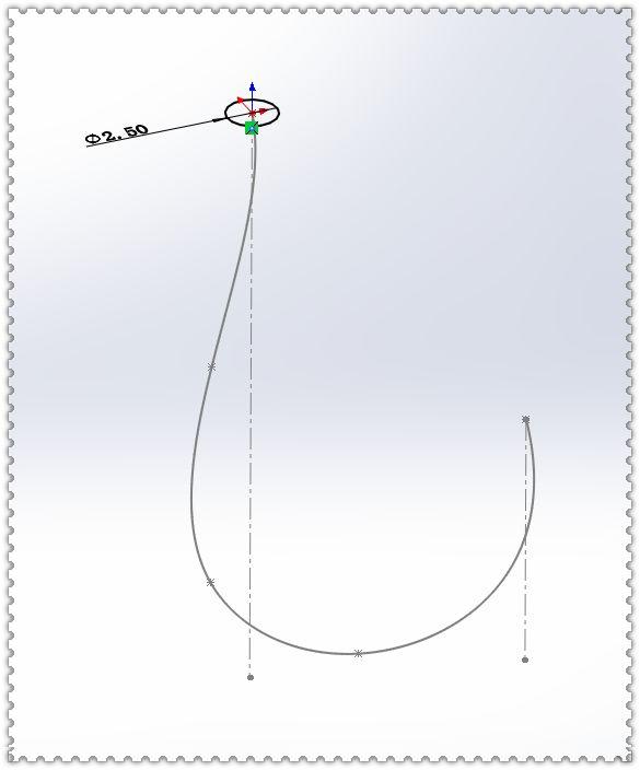 用SolidWorks画一个鱼钩，此图的难度系数几乎为零