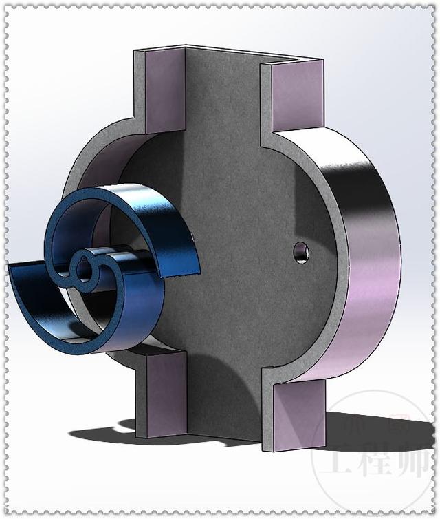 用SolidWorks设计的一个水表机制，用两个标准件齿轮来驱动