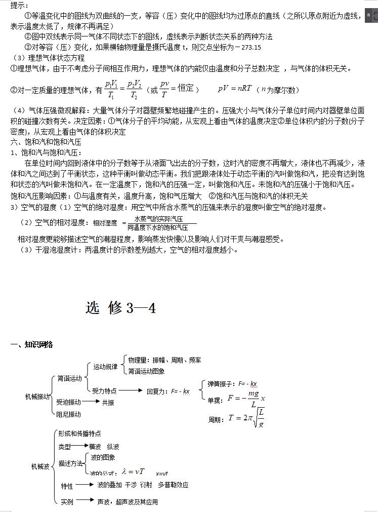 高三上学期物理备考知识点