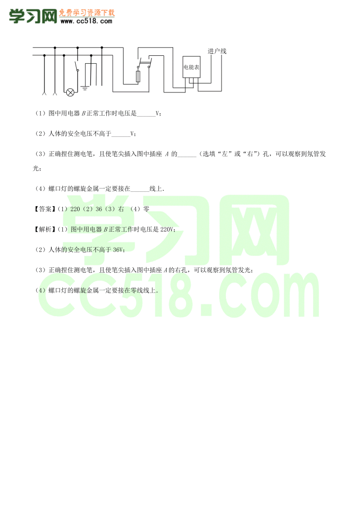 初三物理全册精讲练习第19章 生活用电