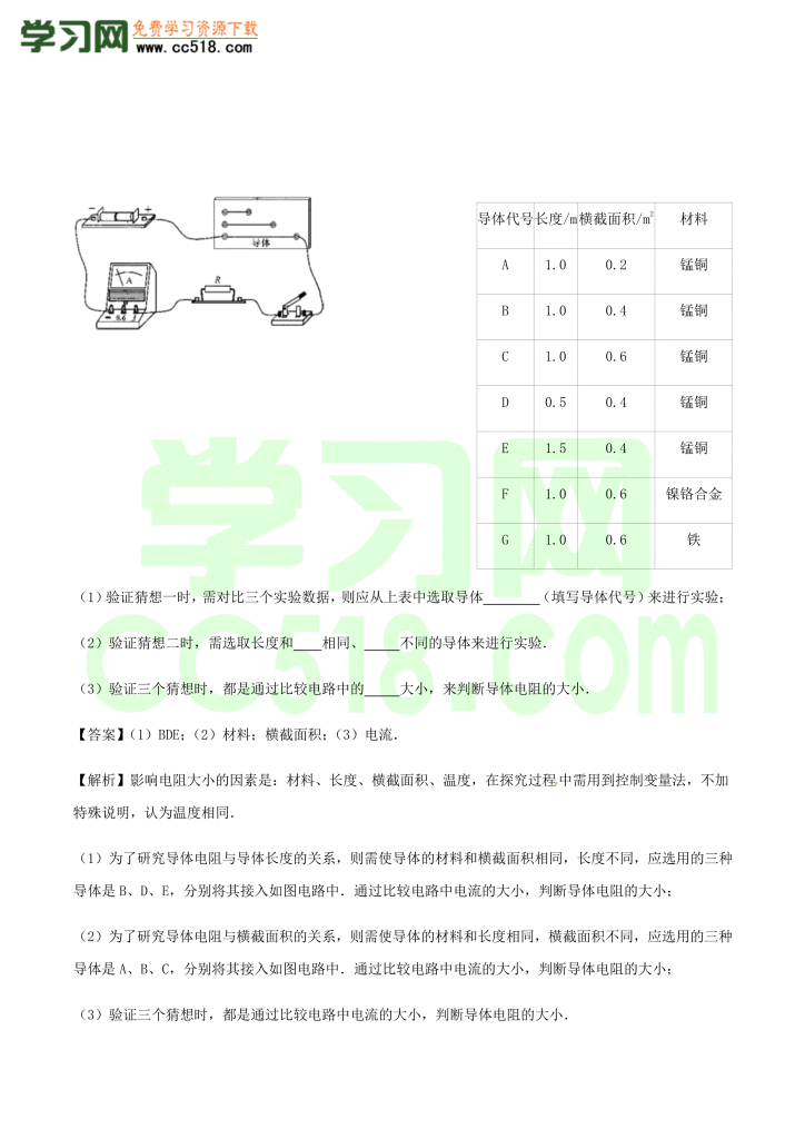 初三物理全册精讲练习第16章 电压电阻