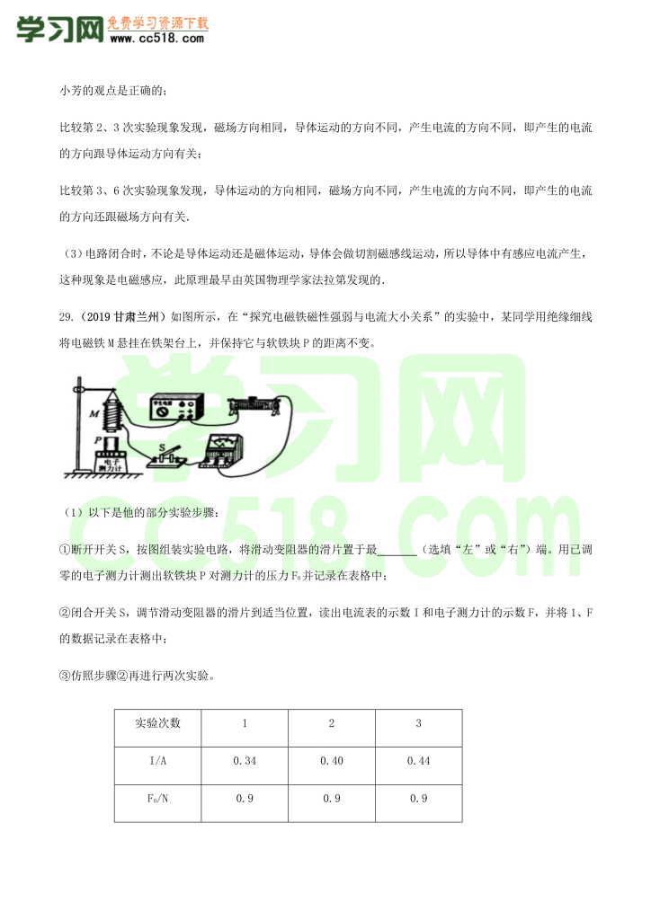 初三物理全册精讲练习第20章 电与磁