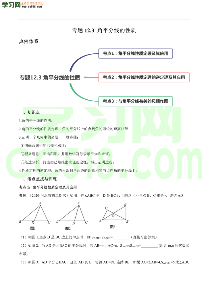 初二数学上册同步练习：角平分线的性质