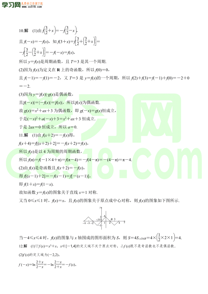 高三数学一轮复习训练：函数的奇偶性与周期性